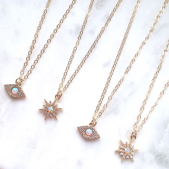 Petite Opal Pave CZ Necklace - Picture 3 of 7